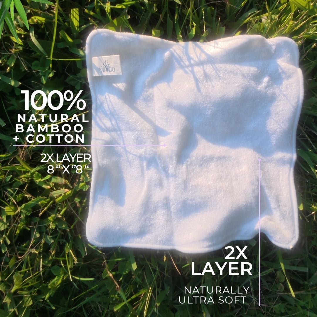 Eco-Friendly Let Glow Bamboo + Cotton Reusable Makeup Remover Wipes – 2 Pack with Mesh Wash Bag | Sustainable, Washable Facial Cloths