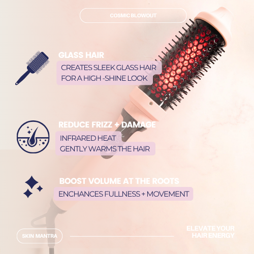 1.77" Infrared Energy Brush – Tourmaline Ceramic Barrel for Glass Hair, Frizz-Free Shine, Big Volume & Inner Glow