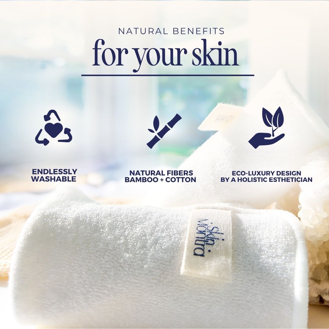 Eco-Friendly Let Glow Bamboo + Cotton Reusable Makeup Remover Wipes – 2 Pack with Mesh Wash Bag | Sustainable, Washable Facial Cloths