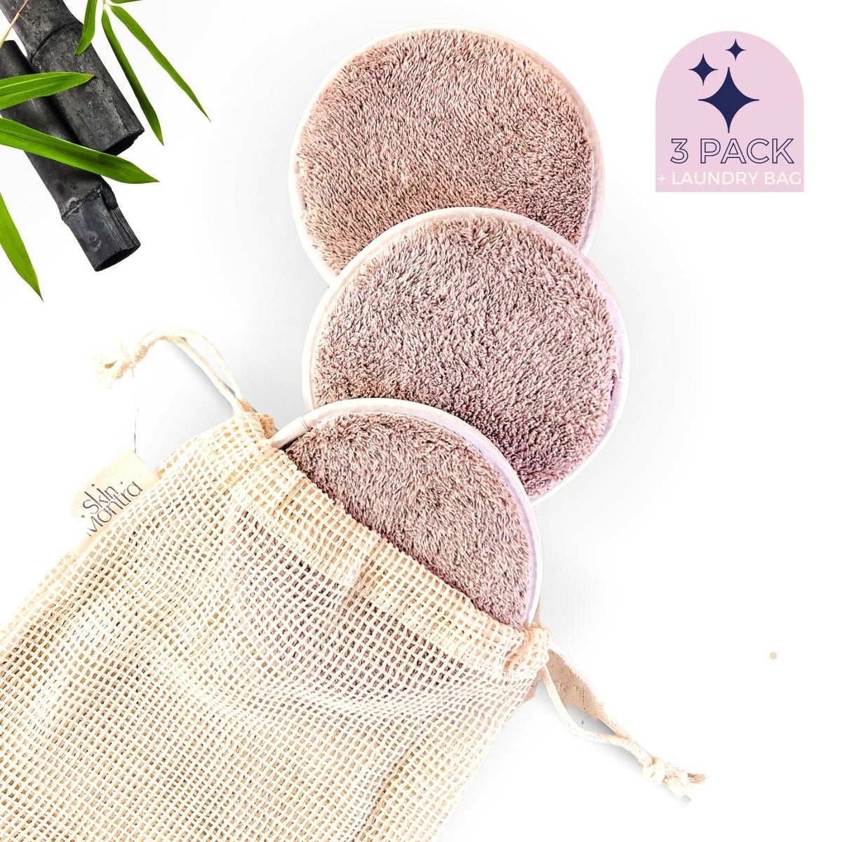 Eco-Friendly Bamboo Charcoal Makeup Remover Pads - Holistic Luxury Skincare by Skin Mantra