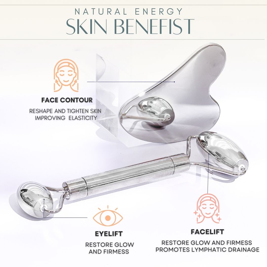 Face Roller & Gua Shua Stainless stee - Cyro Theraphy Set
